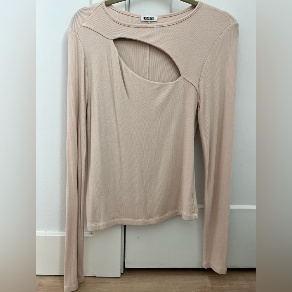 LA Made beige cut out top